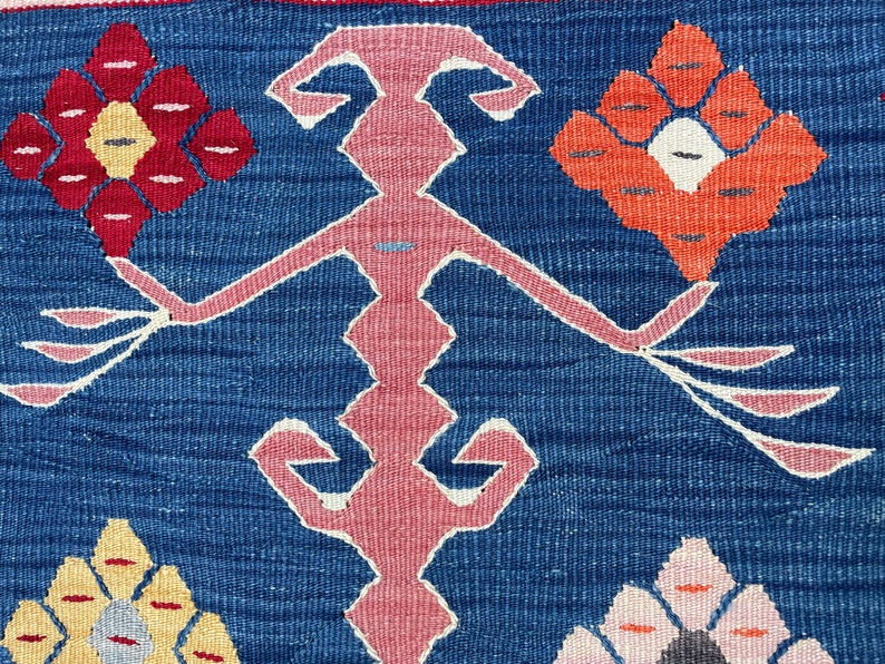 Small Rug, Oushak, Vintage Indigo Blue Floor Door Mat, Turkish Rug, Bath Mat Rug, Area Rug, Floor Rug, Hand Made Rug, Bohemian Rug, 2'9x1'7 image 8