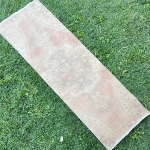 Kleiner Oushak Läufer Teppich, gedeckte Farbe Wollläufer, Vintage Oushak Teppich, 2'3 x 7' füße