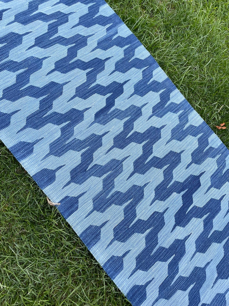 Blue Kilim Runner, Modern Kilim Runner, Kilim Rug, Scandinavian Rug, Blue Runner, Handmade Kilim Rug, Soutwestern Rug, Kilim Rug, 2’ x 6’5 image 9