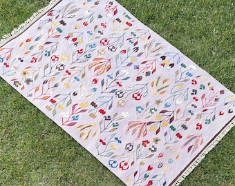 Oriental Wool Rug, Persian Rug, Vintage Rug, Hand Made Rug, Persian Kilim Rug, Antique Carpet, Persian Carpet, Living Room Carpet 5’2 x 8’2