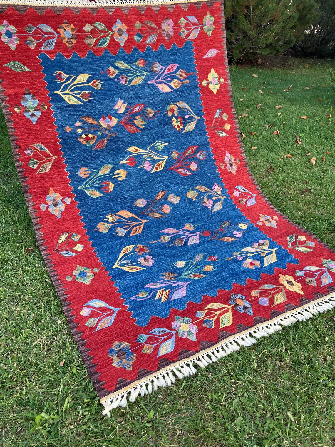 Vintage Rug Oushak Rug Bohemian Style Blue Rug Vintage Etsy