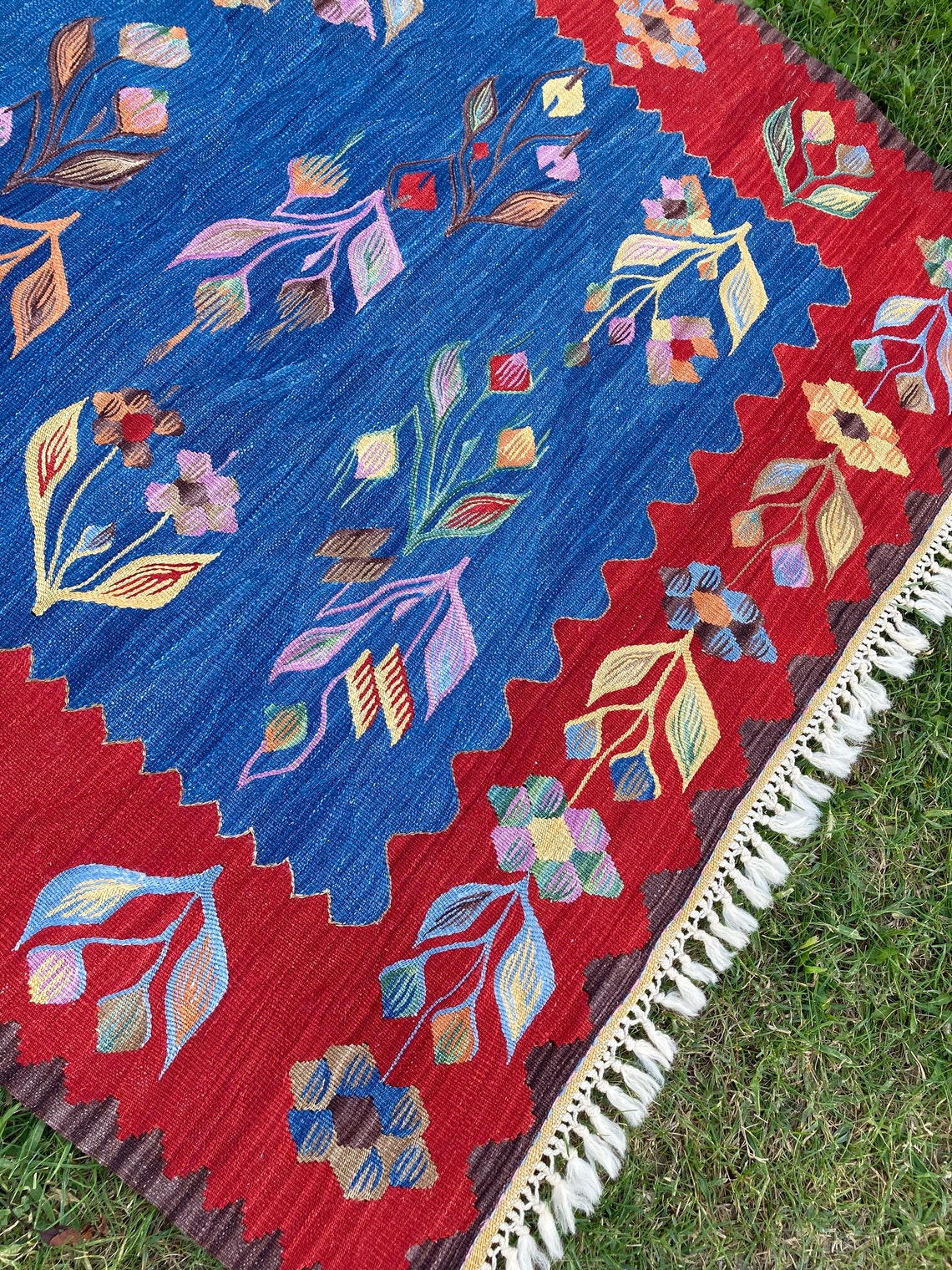 Vintage Rug Oushak Rug Bohemian Style Blue Rug Vintage Etsy