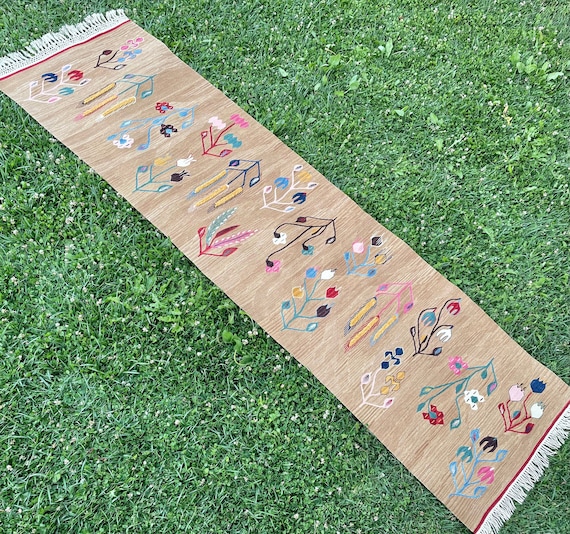 Handmade Runner Rug, Vintage Runner Rug, Turkish Oushak Rug Runner, Bohemian Runner Rug, Hallway Rug, Kilim Runner Rug, Runners, 8’4”x2’3”
