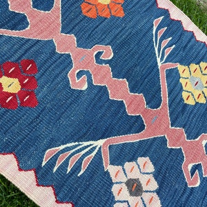Small Rug, Oushak, Vintage Indigo Blue Floor Door Mat, Turkish Rug, Bath Mat Rug, Area Rug, Floor Rug, Hand Made Rug, Bohemian Rug, 2'9x1'7 image 6