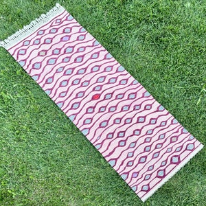 Rugs, Kilim rug ,Multi color, oushak rug turkish runner,Vintage rug runner,%100 natural color, kilim runner,oushak rug,pink kilim, 23x67 image 1