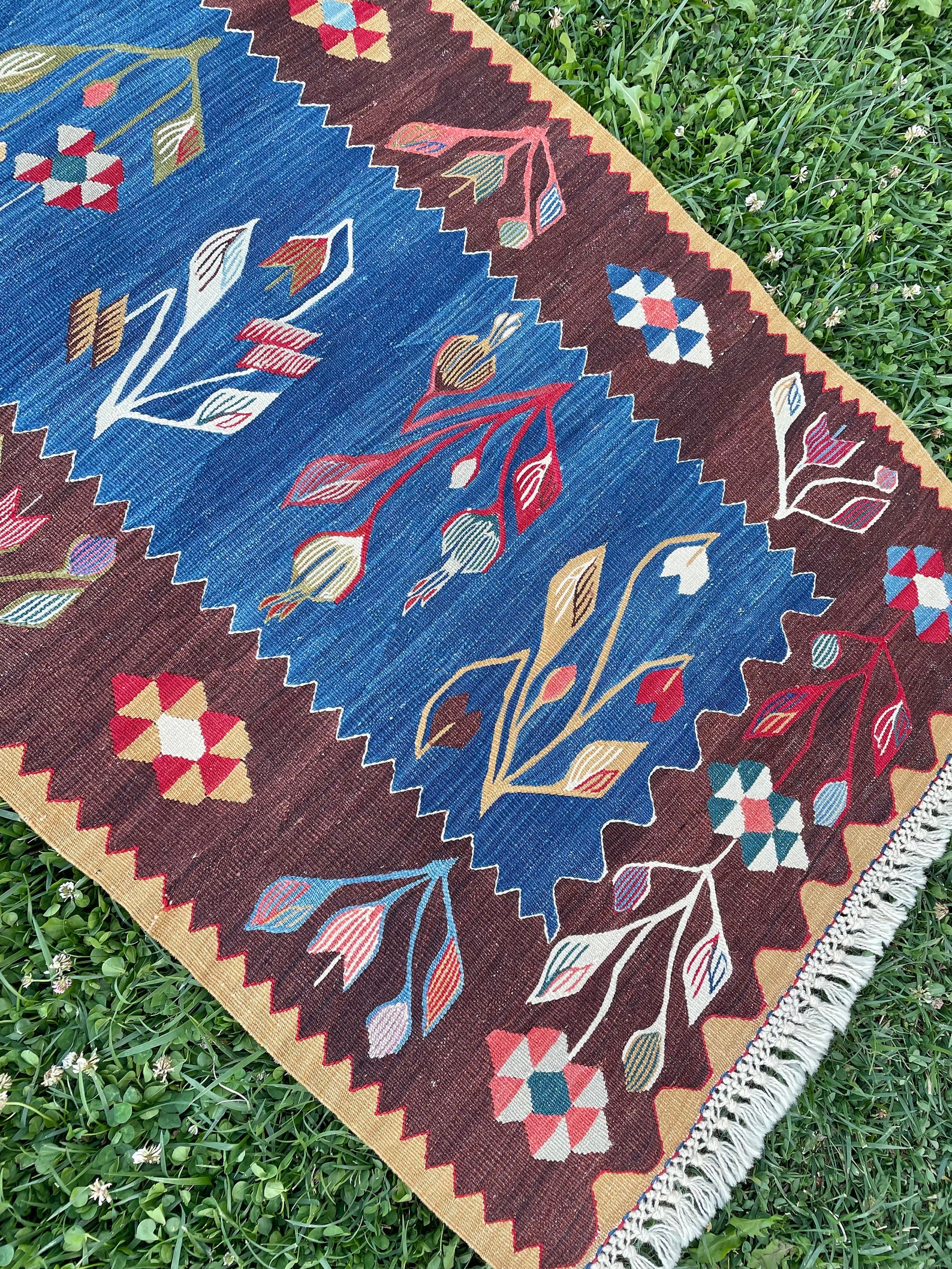 Vintage Runner Rug Blue Floral Kilim Runner Kitchen Rug Etsy