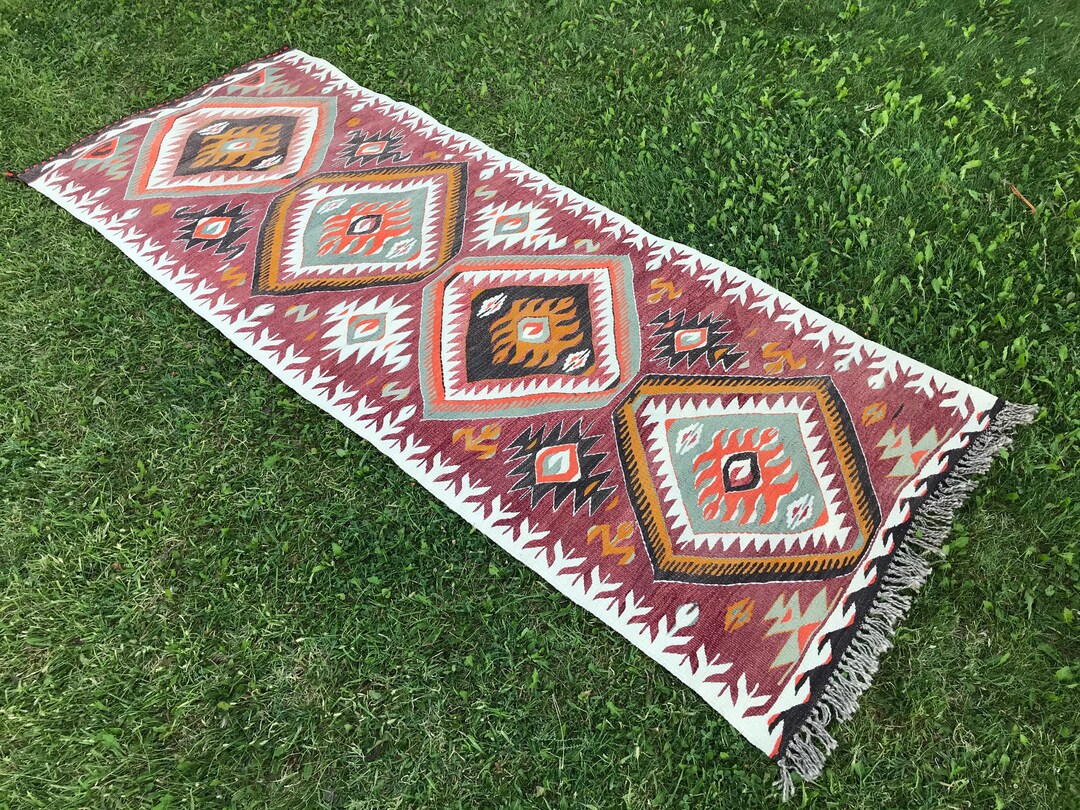 3’12x7’94 Ft, Kilim Rug Runner, Turkish Vintage Rug Runner, Hallway Rug ...