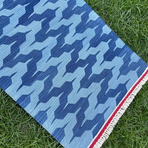 Blue Kilim Runner, Modern Kilim Runner, Kilim Rug, Scandinavian Rug, Blue Runner, Handmade Kilim Rug, Soutwestern Rug, Kilim Rug, 2’ x 6’5 image 10