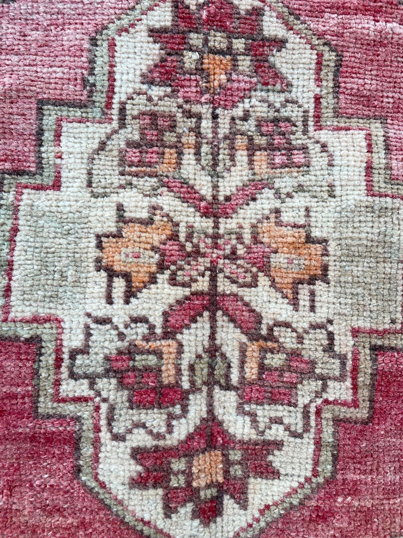 Turkish Small Rug, Vintage Rug, Oushak Rug, Bohemian Rug, Carpet, Home Decor Rug, Door Mat Rug, Bedroom Rug, Bath Mats, 14x3 ft image 8