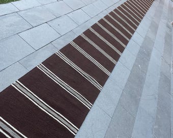 41 feet Long Runner Rug, Kilim Rug Runner, Oriental Embroidery Runner Rug, Handmade Rug Runner, Long Striped Stair Runner Rug, 2’5”x41’6” ft