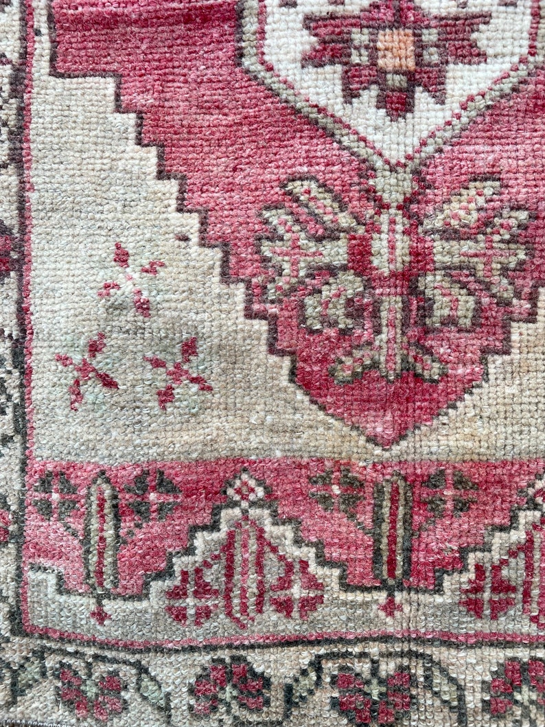 Turkish Small Rug, Vintage Rug, Oushak Rug, Bohemian Rug, Carpet, Home Decor Rug, Door Mat Rug, Bedroom Rug, Bath Mats, 14x3 ft image 9