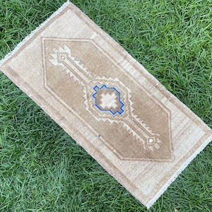 Vintage Turkish Small Rug, Door Mat Rug, Floor Mat, Bath Mat Rug, Small Oushak Rug, Area Rug, Hallway Rug, Small Runner, 1&#39;6x3&#39;1 Ft