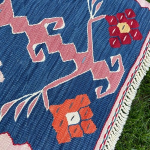 Small Rug, Oushak, Vintage Indigo Blue Floor Door Mat, Turkish Rug, Bath Mat Rug, Area Rug, Floor Rug, Hand Made Rug, Bohemian Rug, 2'9x1'7 image 7