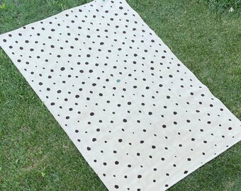 White and Brown Modern Kilim Rug, Handmade Contemporary Rugs, Neutral Wool Kilim, Sautwestern Rug, Living Room Area Rug, 6’2x9’7 feet