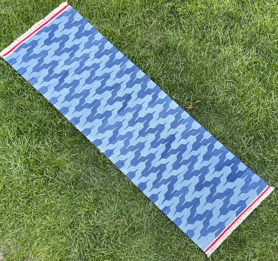 Blue Kilim Runner, Modern Kilim Runner, Kilim Rug, Scandinavian Rug, Blue Runner, Handmade Kilim Rug, Soutwestern Rug, Kilim Rug, 2’ x 6’5