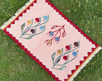 2’8x1’5 Small Pink Rug, Floor Rug, Door Mat, Oushak Rug, Boho Rug, Mat Rug, Mop, Pink Bath Mat Rug, Vintage Pink Rug, Oushak Bathroom Rug