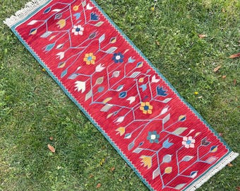 Tapete de cozinha, tapete de corredor, tapete de corredor turco, tapete de corredor vintage, tapete de corredor Oushak, tapete de corredor de corredor, tapete de corredor Kilim de entrada, 6'x2' ft