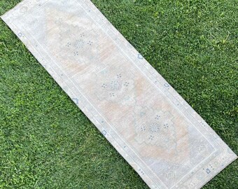 2’9”x9’5” ft, Rug Runner, Hallway Runner Rug, Distressed Low Pile Turkish Rug Runner, Hand Knotted Runner Rug, Antique Rug Runner, Runners
