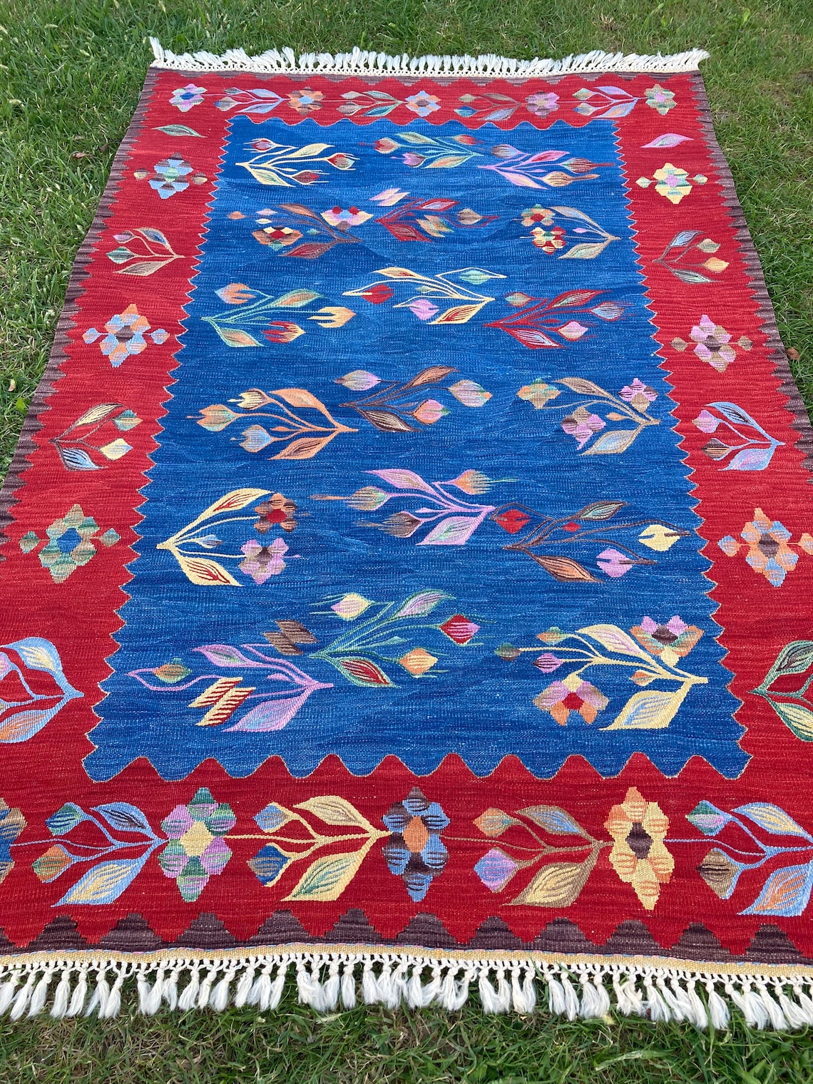 Vintage Rug Oushak Rug Bohemian Style Blue Rug Vintage Etsy