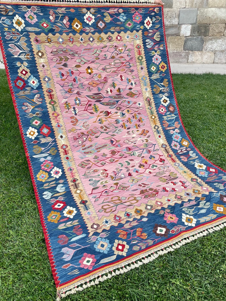 Vintage Pink Rug Turkish Pink Rug Pink Rug Oushak Rug Etsy