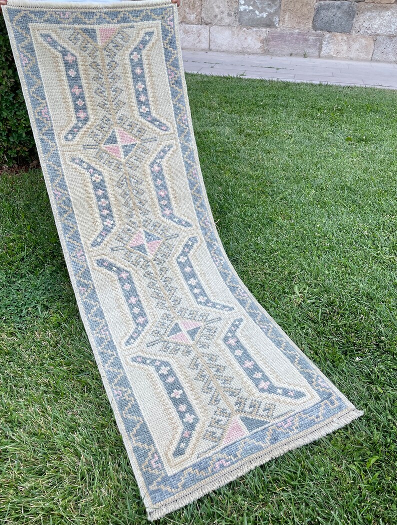 Wool Short Rug Runner Muted Faded Colors Runner Rugs Kitchen Etsy