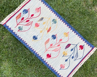 Hand Woven Blue Kilim Rug, Small Rug, Table Rug, Small Runner Rug, 1'7"x3’ ft, Blue Rug, Bathroom Rug, Bat Mat Rug, Small Area Floor Rugs