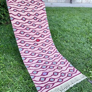 Rugs, Kilim rug ,Multi color, oushak rug turkish runner,Vintage rug runner,%100 natural color, kilim runner,oushak rug,pink kilim, 23x67 image 5