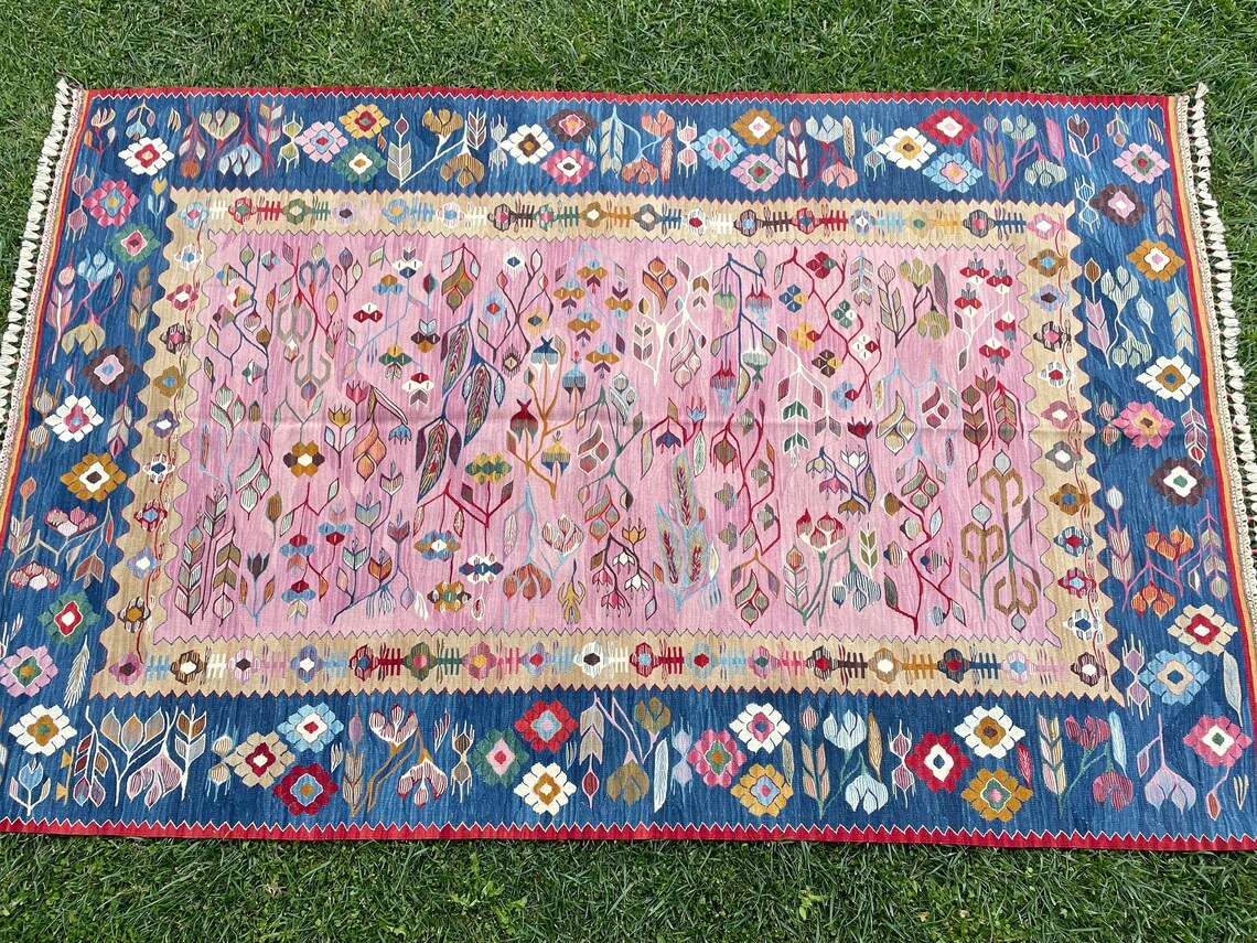 Vintage Pink Rug Turkish Pink Rug Pink Rug Oushak Rug Etsy