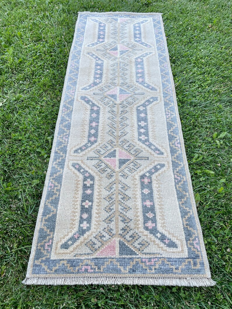 Wool Short Rug Runner Muted Faded Colors Runner Rugs Kitchen Etsy