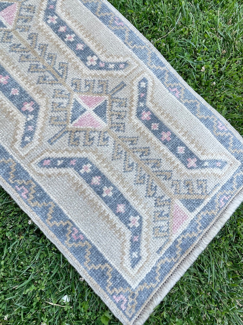 Wool Short Rug Runner Muted Faded Colors Runner Rugs Kitchen Etsy