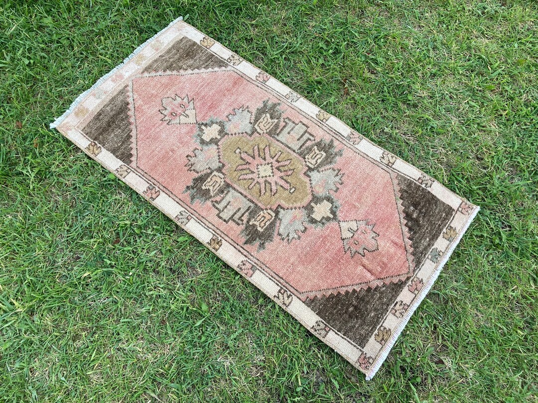 Antique Bohemian Small Floor Rug, Distressed Wool Small Turkish Rug, Vintage Small Rug, Hand