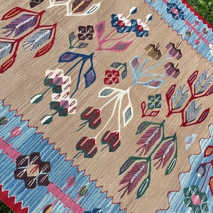 KILIM RUG, Vintage rug, Vintage Turkish Kilim Rug, Anatolian Hand Knotted Rug, Oushak rug, Multi Colored Kilim, Kids Room Rug, 3'8x3'1 ft image 9