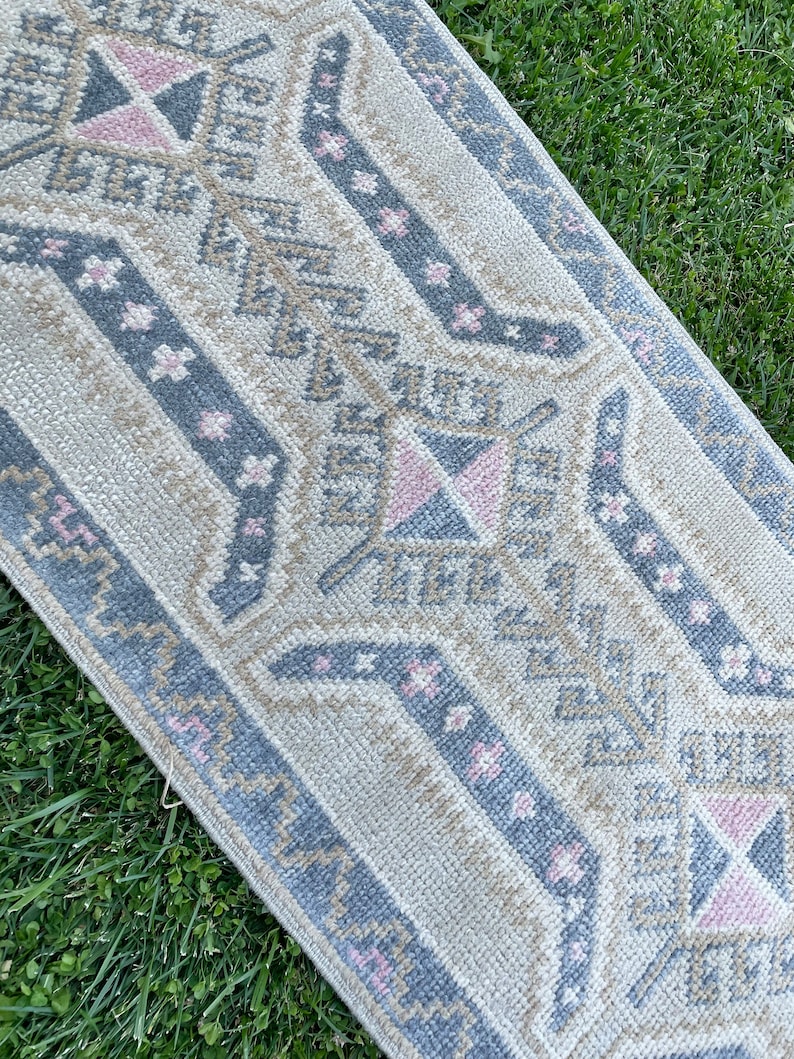 Wool Short Rug Runner Muted Faded Colors Runner Rugs Kitchen Etsy