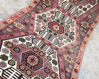 Unique Kilim Rug, Turkish Kilim Rug, Area Kilim Rug, Floor Kilim Rug, Handmade Kilim Rug, Ethnic Rug, Vintage Rug, 4'6''x10'8'' ft