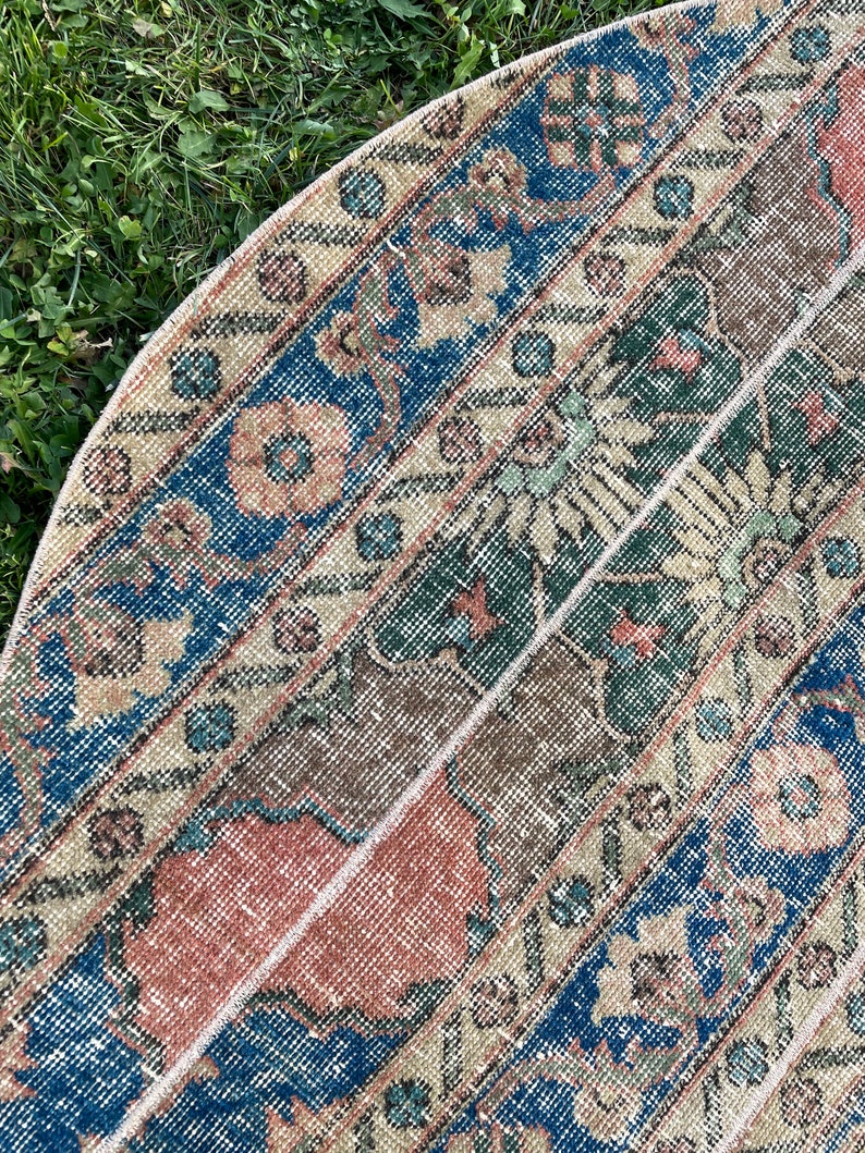 Patchwork Frayed Rug 4x4 Round Rug, Hand Woven Circle Rug, Patchwork Area Round Rug ...