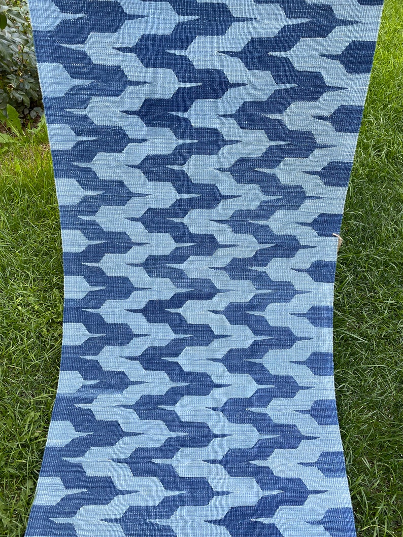 Blue Kilim Runner, Modern Kilim Runner, Kilim Rug, Scandinavian Rug, Blue Runner, Handmade Kilim Rug, Soutwestern Rug, Kilim Rug, 2’ x 6’5 image 7