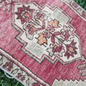 Turkish Small Rug, Vintage Rug, Oushak Rug, Bohemian Rug, Carpet, Home Decor Rug, Door Mat Rug, Bedroom Rug, Bath Mats, 14x3 ft image 6