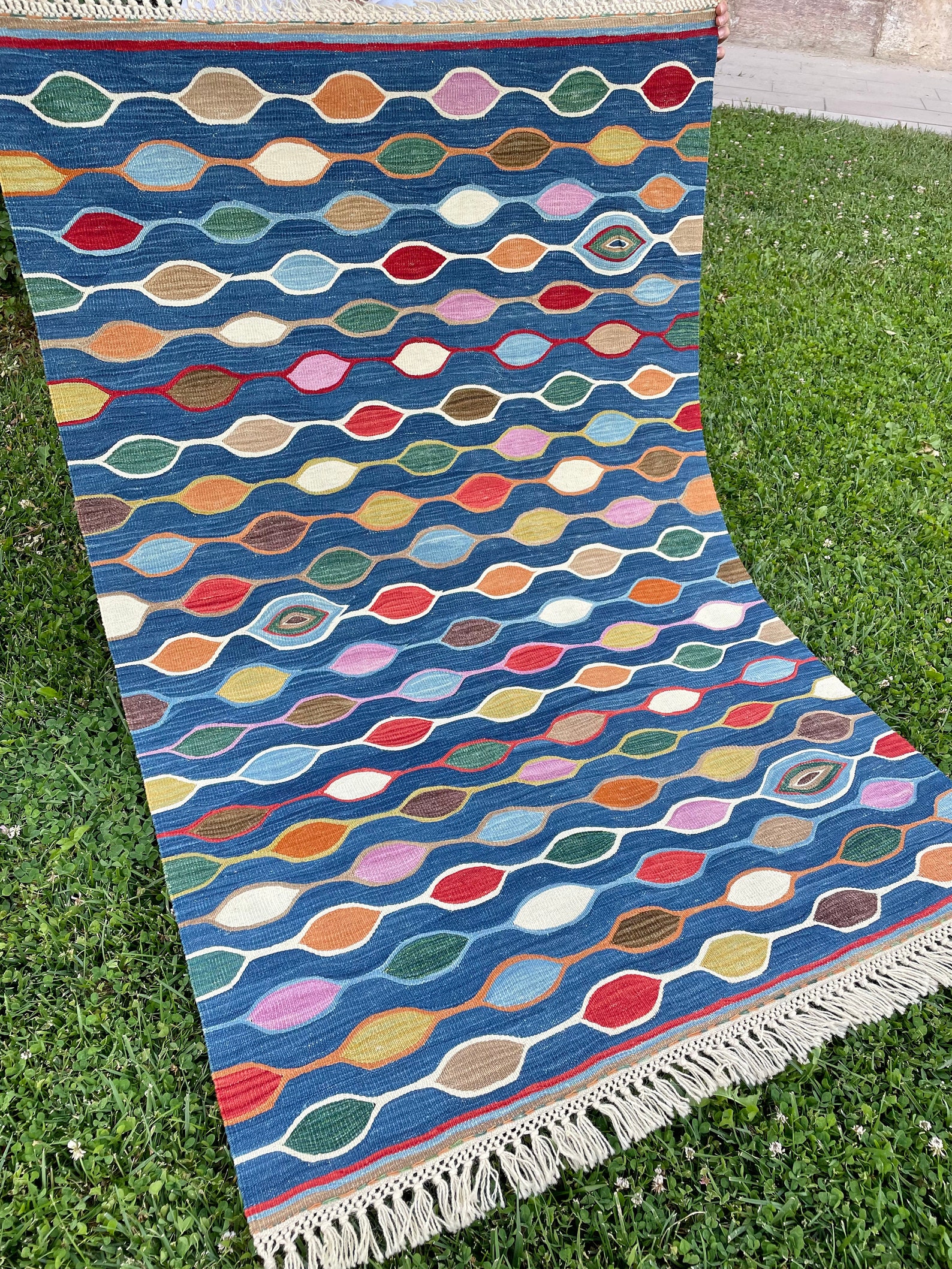 Blue Modern Kilim Rug Turkish Kilim Rug Vintage Rug Rug Etsy