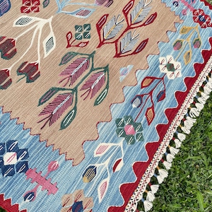 KILIM RUG, Vintage rug, Vintage Turkish Kilim Rug, Anatolian Hand Knotted Rug, Oushak rug, Multi Colored Kilim, Kids Room Rug, 3'8x3'1 ft image 10