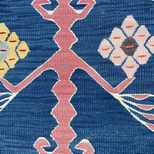 Small Rug, Oushak, Vintage Indigo Blue Floor Door Mat, Turkish Rug, Bath Mat Rug, Area Rug, Floor Rug, Hand Made Rug, Bohemian Rug, 2'9x1'7 image 9
