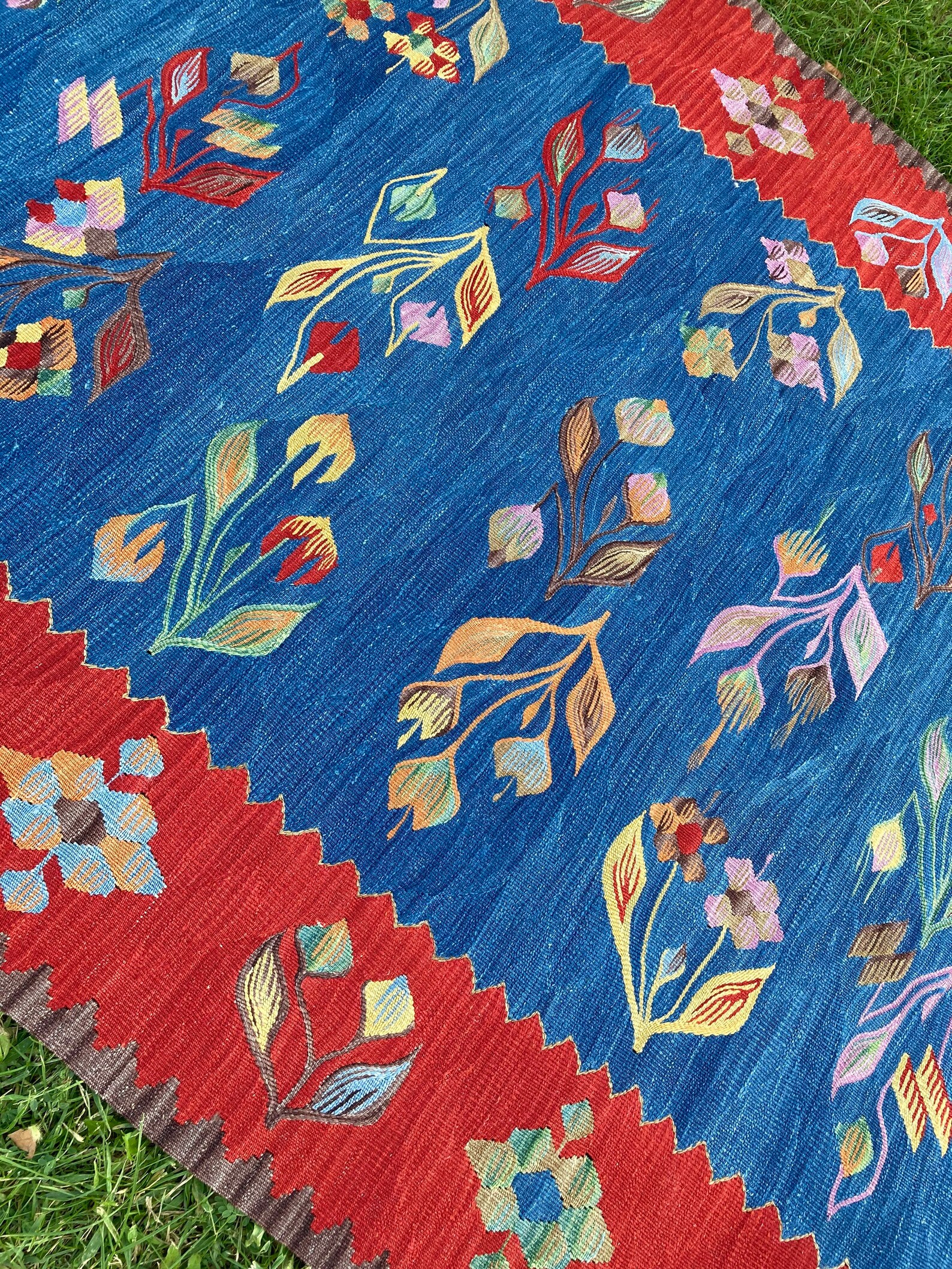 Vintage Rug Oushak Rug Bohemian Style Blue Rug Vintage Etsy