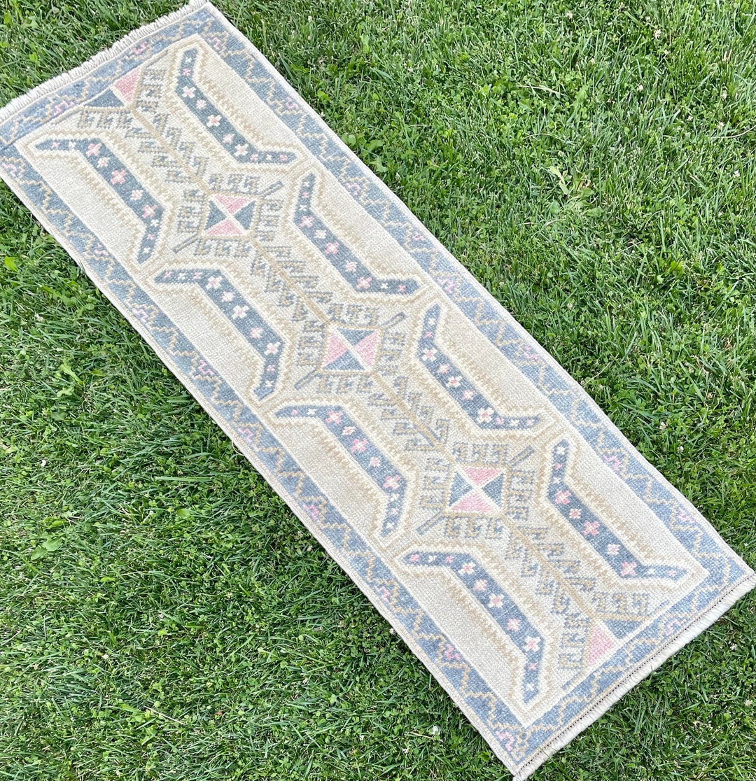 Short Rug Wool Short Rug Runner, Muted Faded Colors Runner Rugs, Kitchen Runner ...
