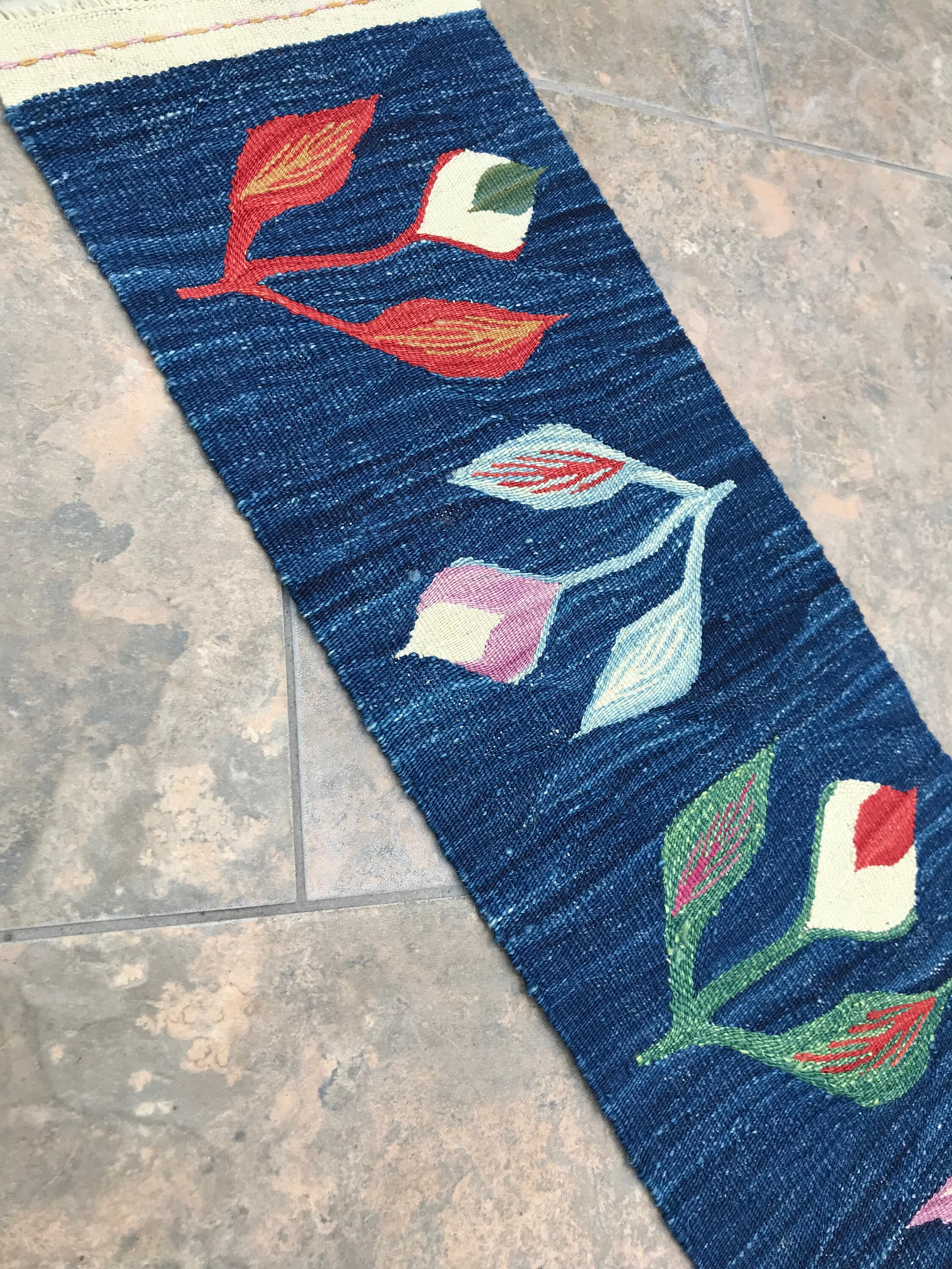 Oriental Blue Table Runner Rug Runner Kitchen Table Decor Etsy