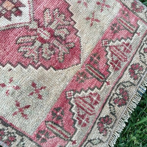 Turkish Small Rug, Vintage Rug, Oushak Rug, Bohemian Rug, Carpet, Home Decor Rug, Door Mat Rug, Bedroom Rug, Bath Mats, 14x3 ft image 7
