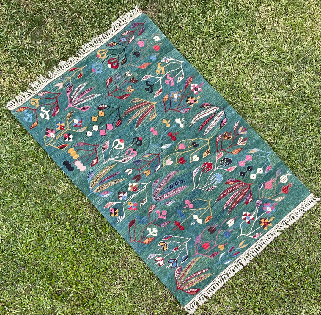 Oriental Flower Rug, Area Rug, Large Rug, Oushak Rug, Kilim Rug, 4 X 6 ...