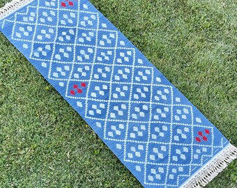 Blue Runner Rug, Kilim Rug Runner, Handmade Blue Runner, Short Carpet Runner, Oriental Bohemian Home Floor Decor, Oushak Rug, 2’3”x6’7” feet