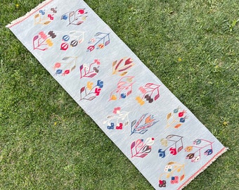 Rug Runner, Hallway Rug, Turkish Runner Rug, Vintage Rug Runner, Oushak Rug Blue, Country Farmhouse, Hall Rug, Hallway Carpet, 7’1”x2'3” ft