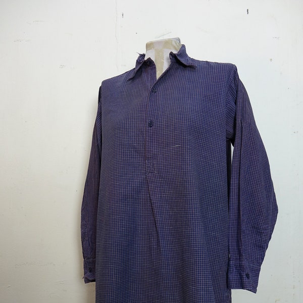 Vintage French Workwear Granddad Work Shirt