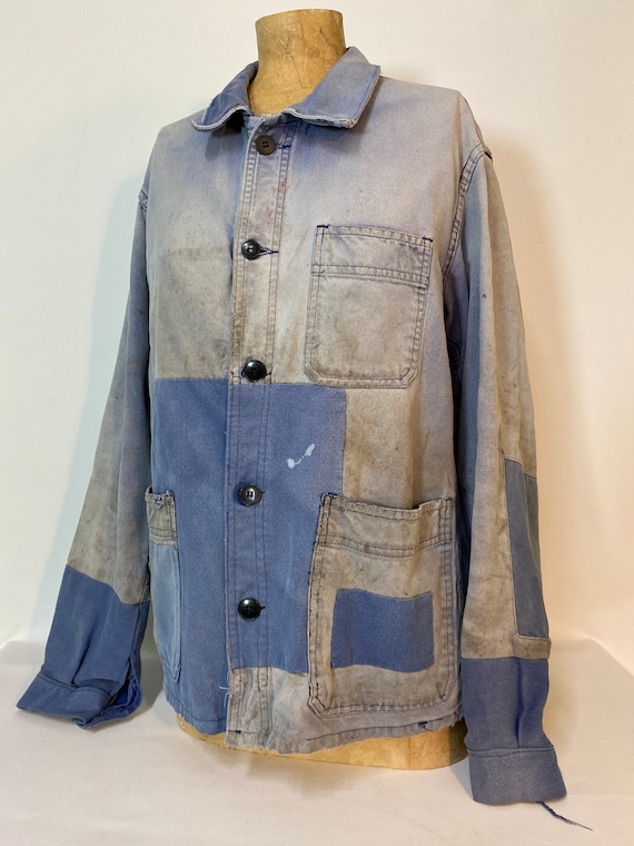 Vintage French Patchwork Workwear Bleu de Travail… - image 4