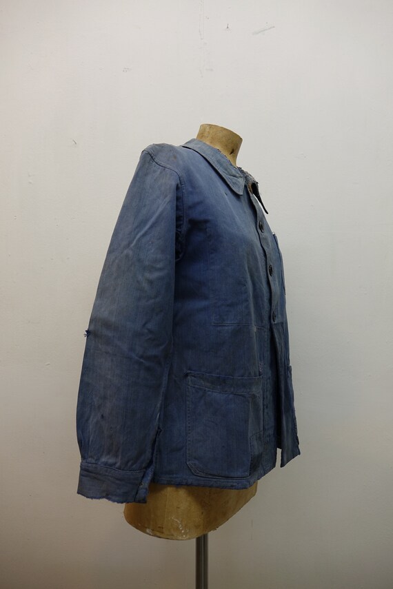 Vintage French Bleu de Travail Patched Workwear C… - image 9